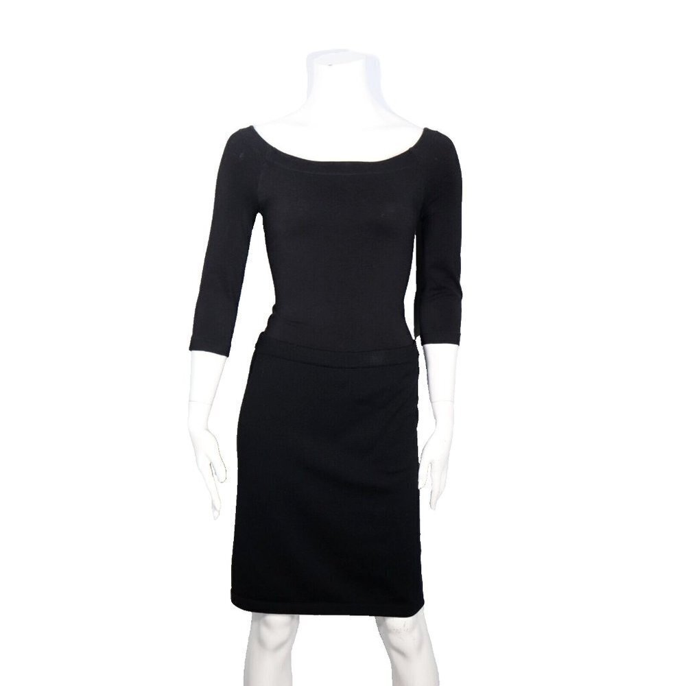 Wolford Women's Medium Black Elastic Waist Mini Wool Cotton Short Knit Skirt